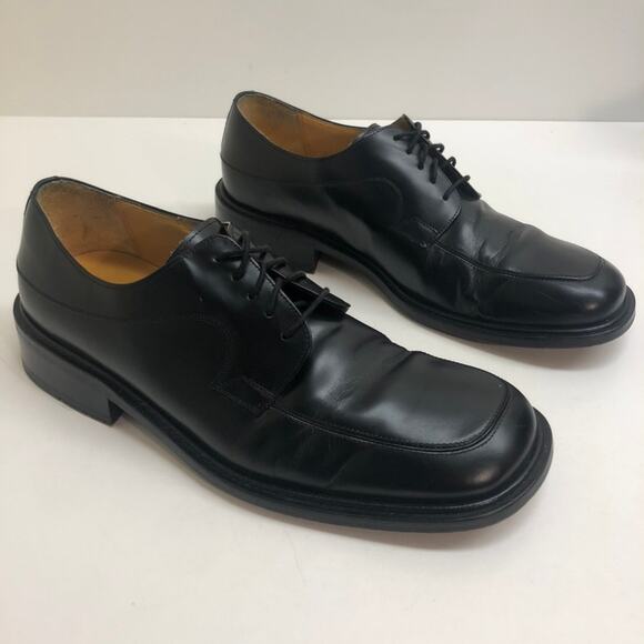Mezlan Square Toe Bluchers Black Leather Derby Dress Shoes Made in Spain 8.5 - Picture 4 of 12